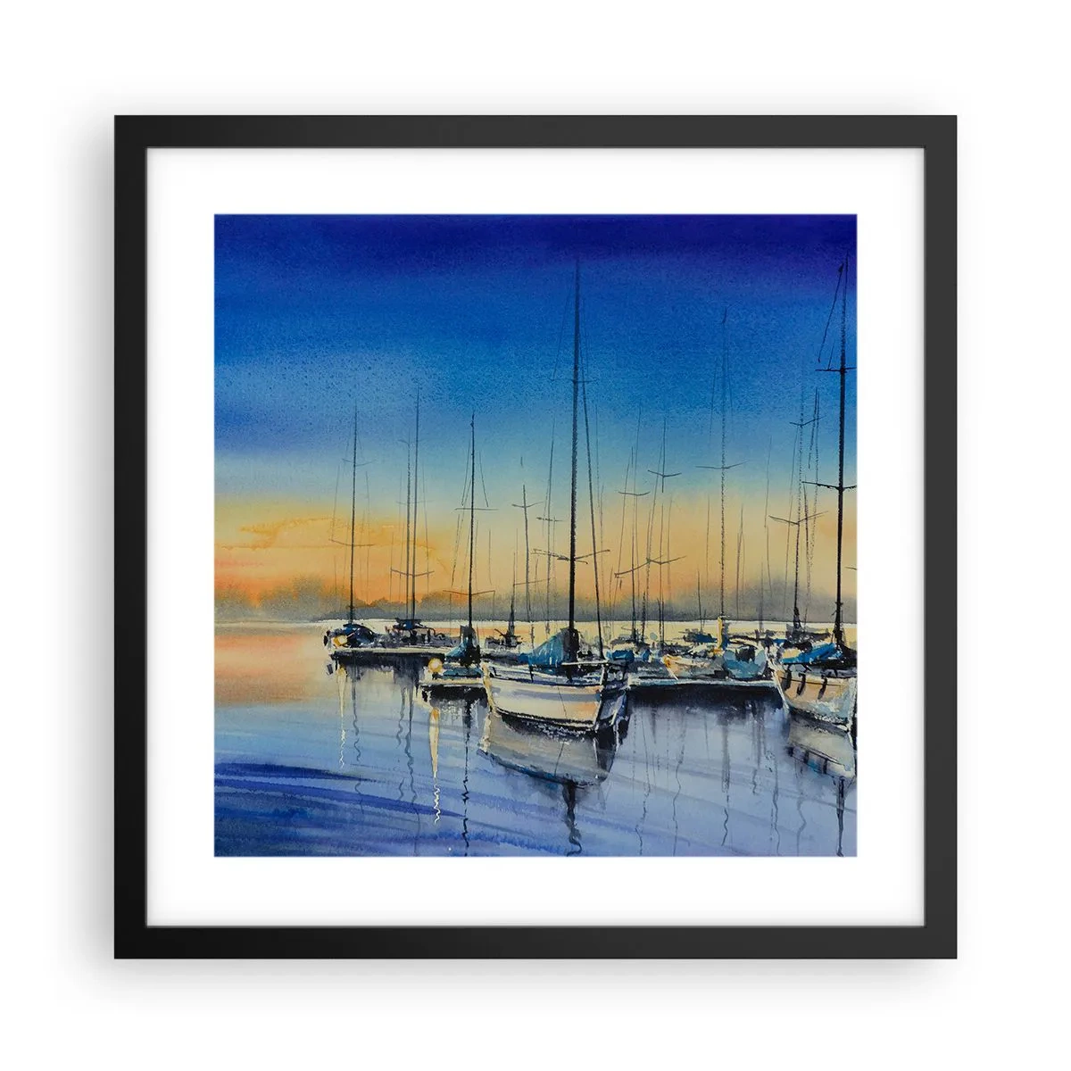 Pôster com moldura preta - Fim de um bom dia - 40x40 cm