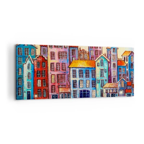 Quadro em tela - Uma cidade como de um conto de fadas - 100x40 cm