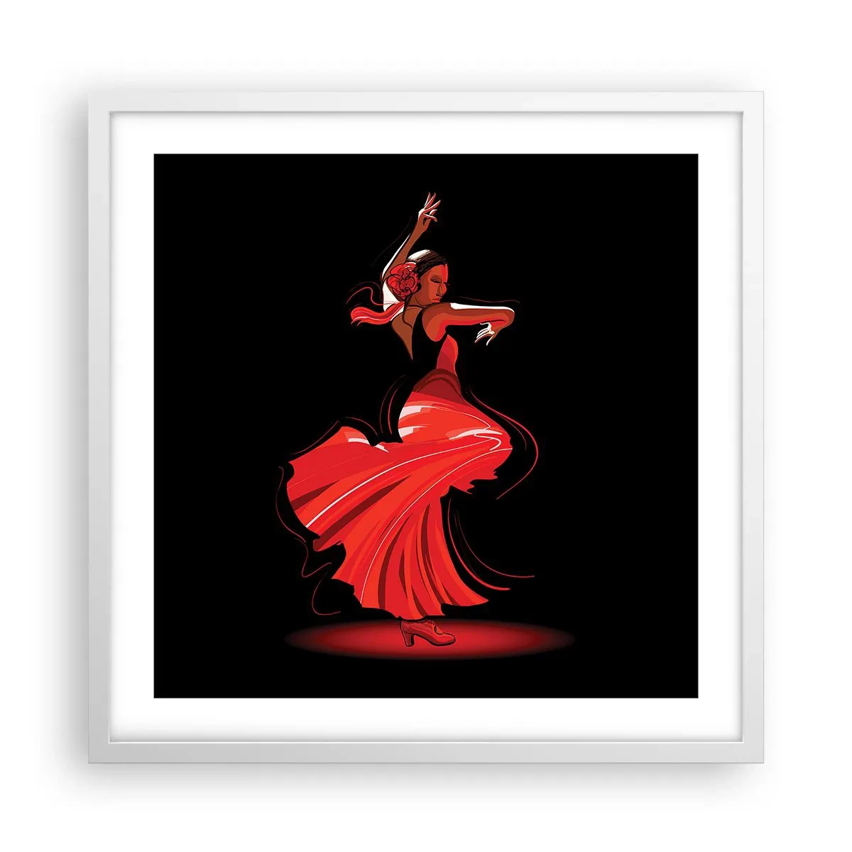 Pôster em moldura branca - O espírito ardente do flamenco - 50x50 cm
