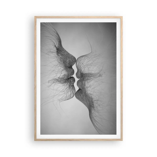 Pôster com moldura de carvalho claro - O beijo do vento - 70x100 cm