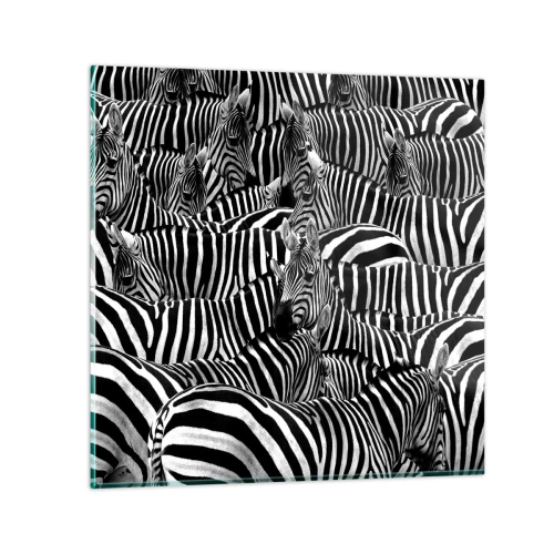 Quadro em vidro - Retrato de grupo em listras - 70x70 cm