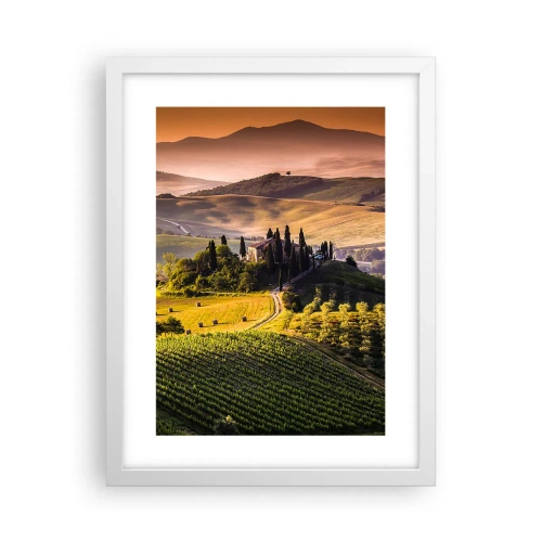 Pôster em moldura branca - Arcádia - Paisagem toscana - 30x40 cm