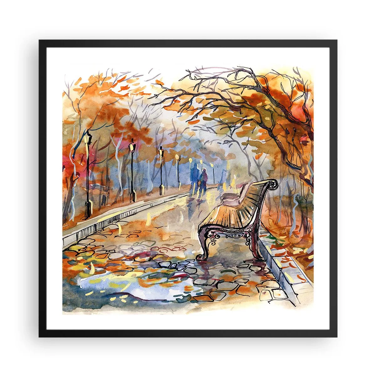 Pôster com moldura preta - Juntos pelo outono - 60x60 cm