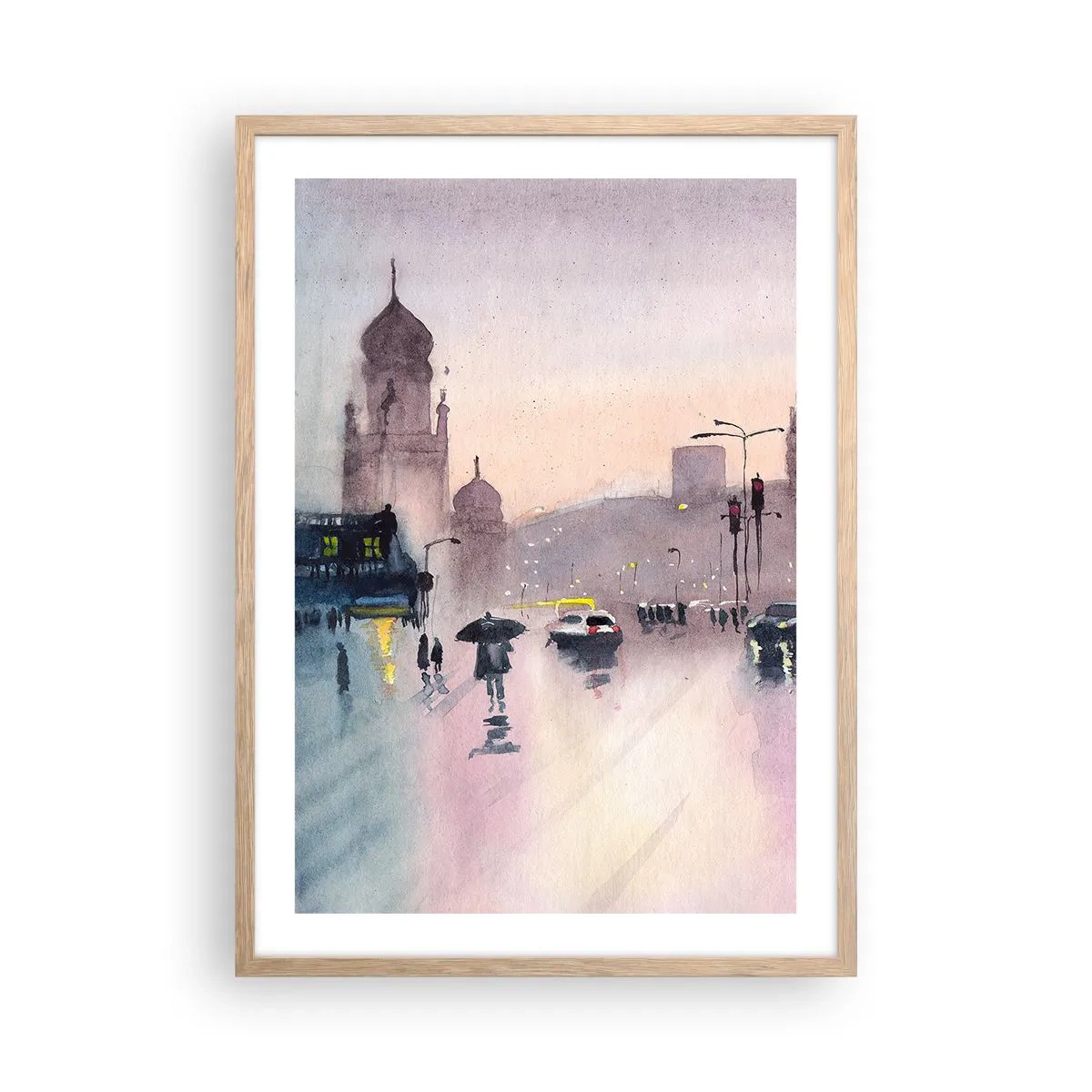 Pôster com moldura de carvalho claro - Na névoa chuvosa - 50x70 cm