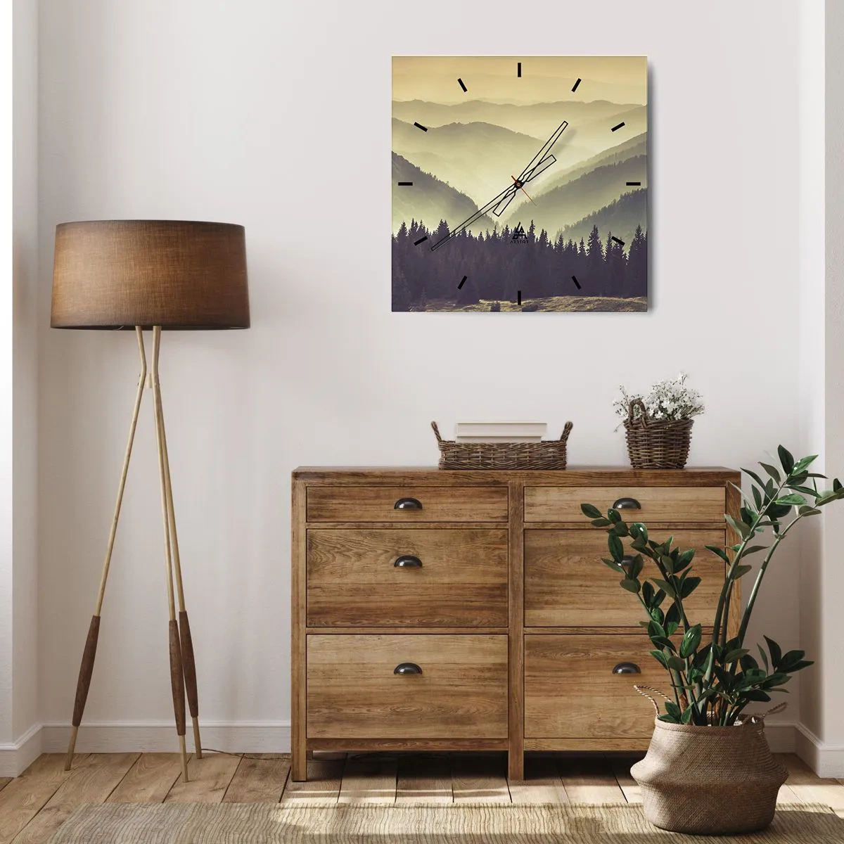 Relógio de parede - Relógio em vidro - Atrás das sete montanhas... - 30x30 cm
