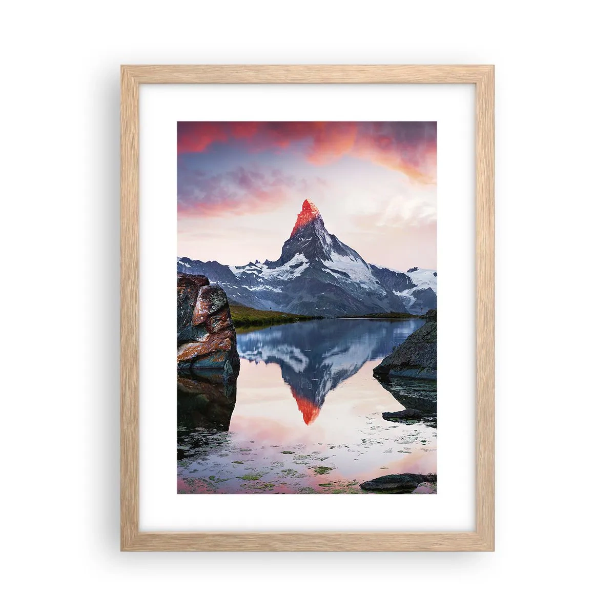 Pôster com moldura de carvalho claro - O coração das montanhas é quente - 30x40 cm