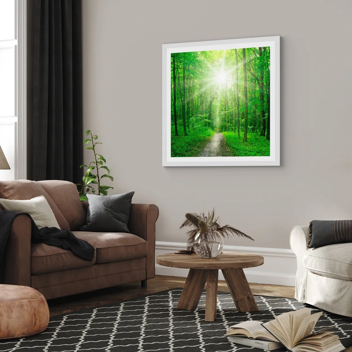 Pôster em moldura branca - Catedral Verde - 40x40 cm