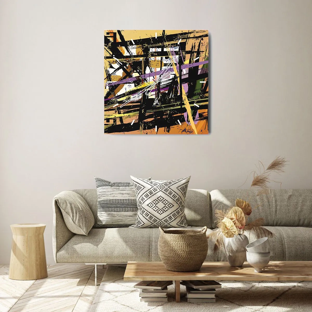 Relógio de parede - Relógio em vidro - Corte afiado - 30x30 cm