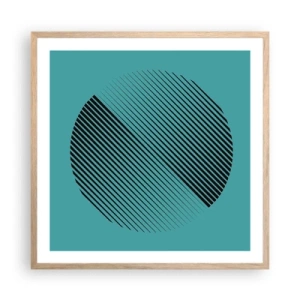 Pôster com moldura de carvalho claro - Círculo – uma variação geométrica - 60x60 cm