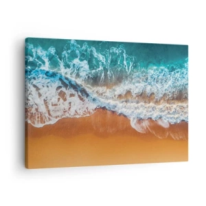 Quadro em tela - Vista aérea das ondas do oceano quebrando na costa - 70x50cm - Sempre em par - Decoração de parede moderna para a sala de estar e quarto ARTTOR