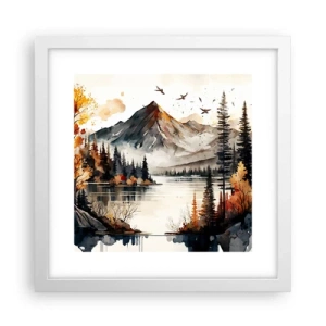 Pôster em moldura branca - Outono dourado nas montanhas - 30x30 cm