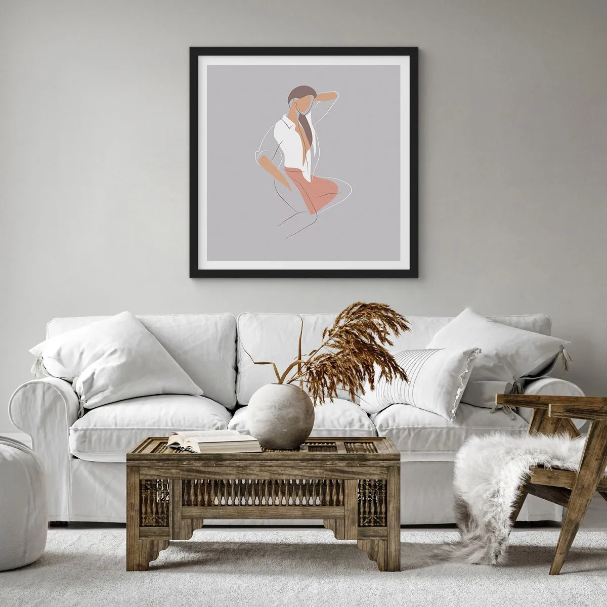Pôster com moldura preta - O esboço do encanto - 40x40 cm