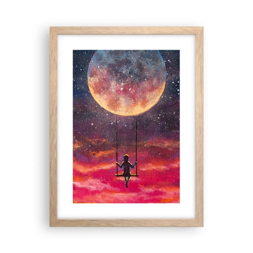 Pôster com moldura de carvalho claro - Balanço nas nuvens - 30x40 cm