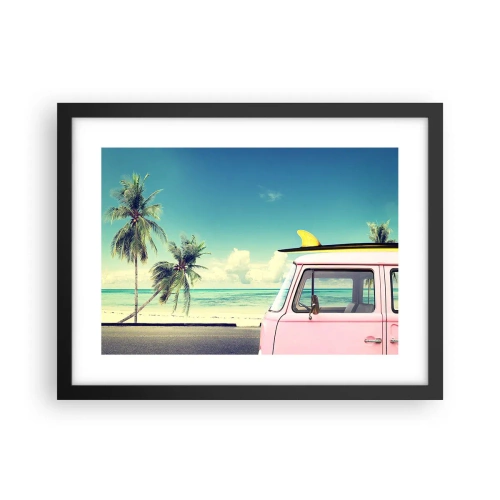 Pôster com moldura preta - Está na hora das férias - 40x30 cm