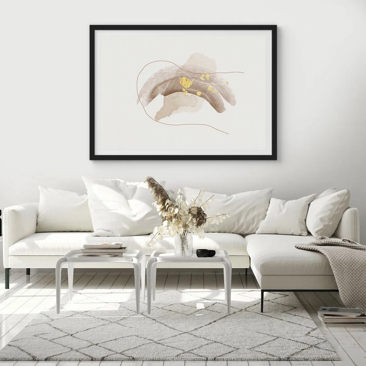 Pôster com moldura preta - Encontrado no espaço - 100x70 cm