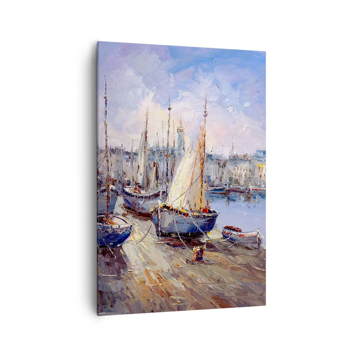 Quadro em tela - Uma cidade à beira da baía - 70x100 cm