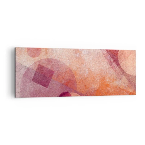 Quadro em tela - Transformações geométricas em rosa - 140x50 cm