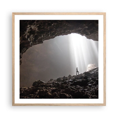 Pôster com moldura de carvalho claro - Gruta luminosa - 60x60 cm
