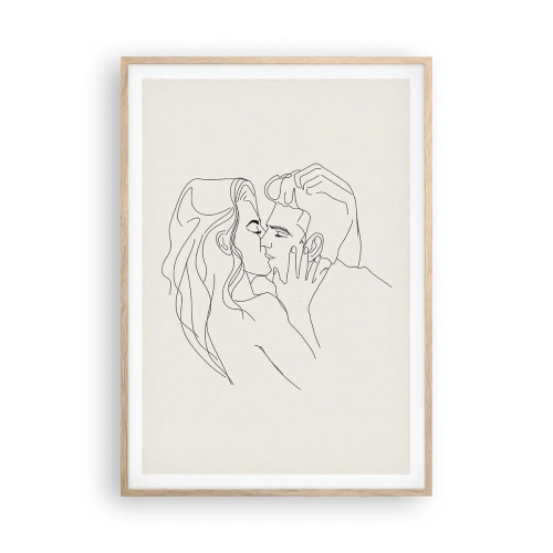 Pôster com moldura de carvalho claro - Emaranhados pelo sentimento - 70x100 cm