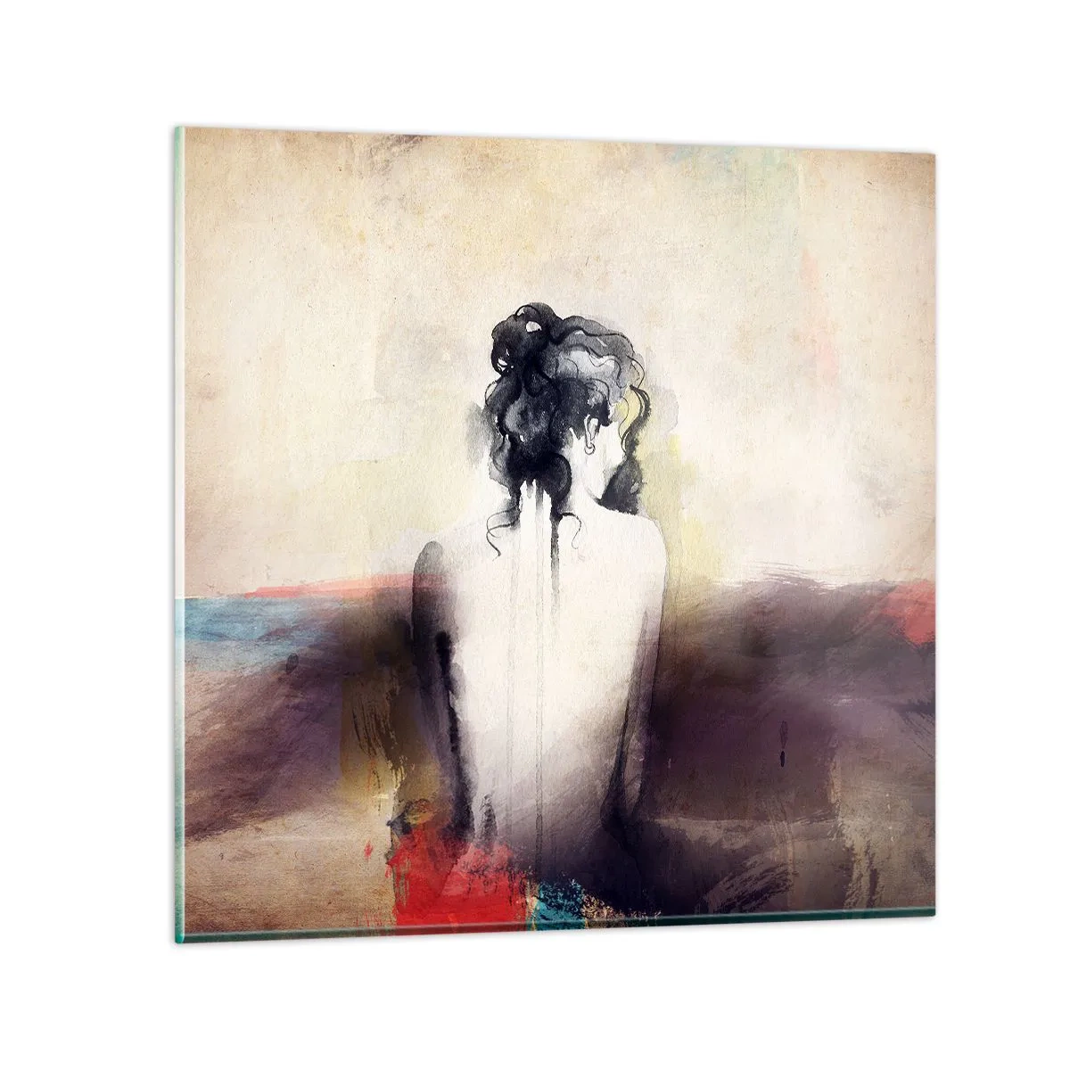 Quadro em vidro - Linhas suaves, formas ovais - 30x30 cm