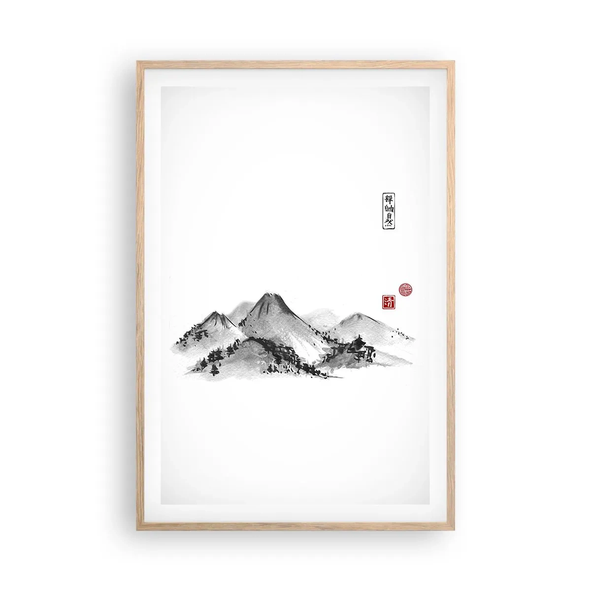 Pôster com moldura de carvalho claro - Para além do vale - 61x91 cm