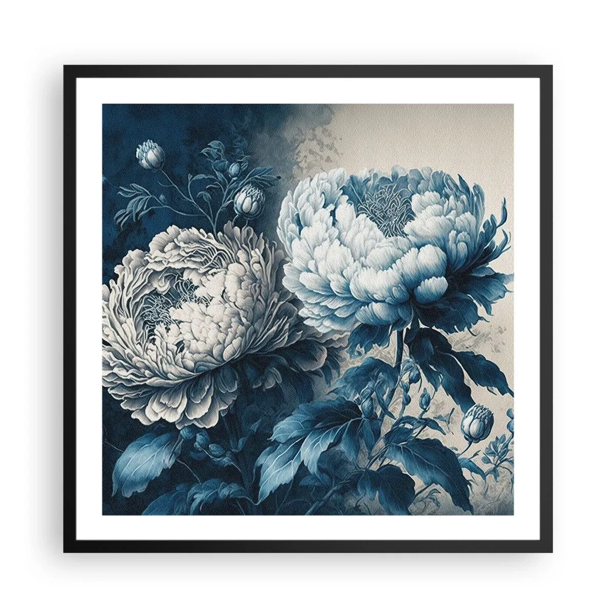 Pôster com moldura preta - Casal que combina - 60x60 cm