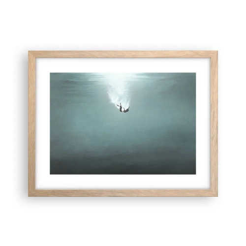 Pôster com moldura de carvalho claro - Nos braços do oceano - 40x30 cm