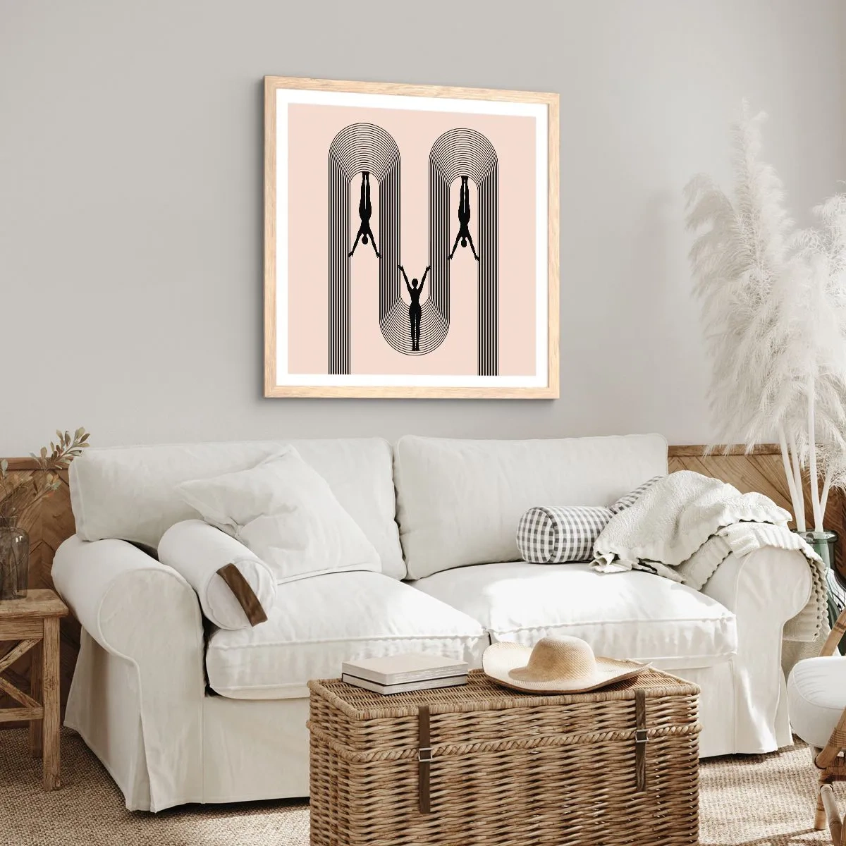 Pôster com moldura de carvalho claro - De cabeça para baixo - 50x50 cm