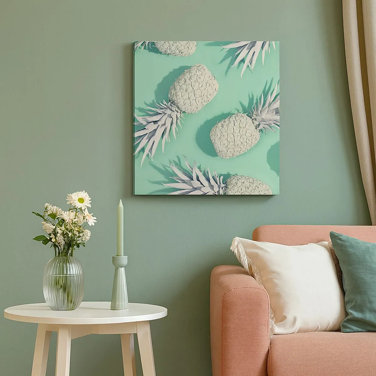 Quadro em tela - Vão muito bem com a hortelã - 30x30 cm