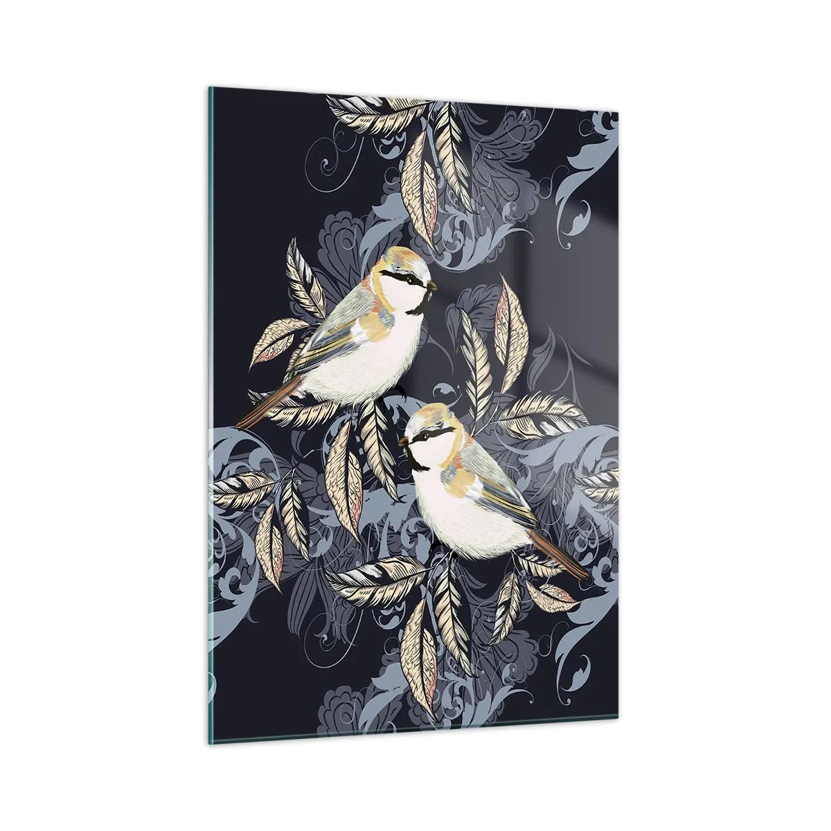 Quadro em vidro - Canto amarelo-azul - 50x70 cm