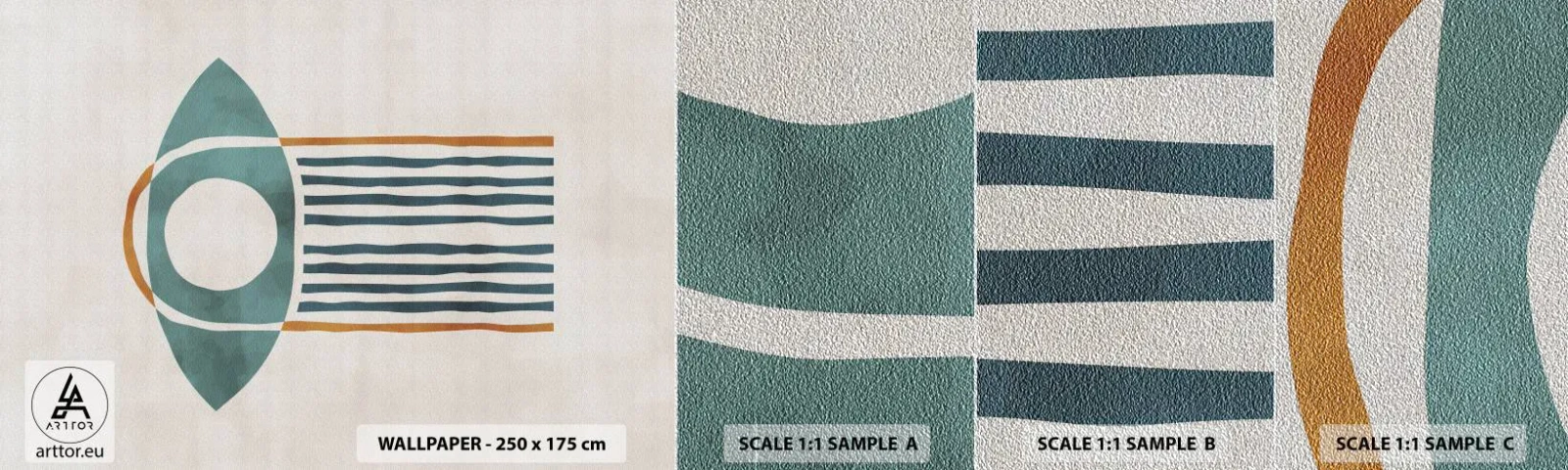 Amostra de papel de parede Premium Sand - Sinais e rituais - Boho, Olho, Minimalismo - 100x30 cm