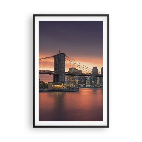 Pôster com moldura preta - Imersa no silêncio lilás - 61x91 cm