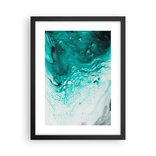 Pôster com moldura preta - Derreter a branco e turquesa - 30x40 cm