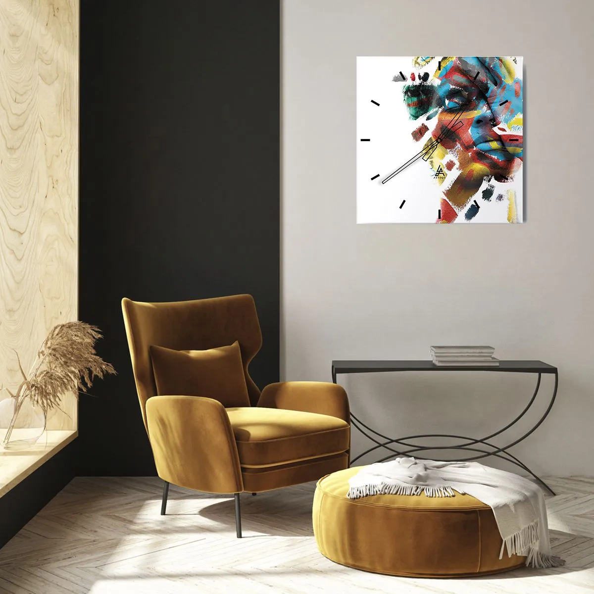 Relógio de parede - Relógio em vidro - Personalidade colorida - 40x40 cm