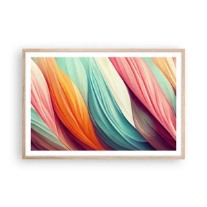 Pôster com moldura de carvalho claro - Tecido arco-íris - 91x61 cm