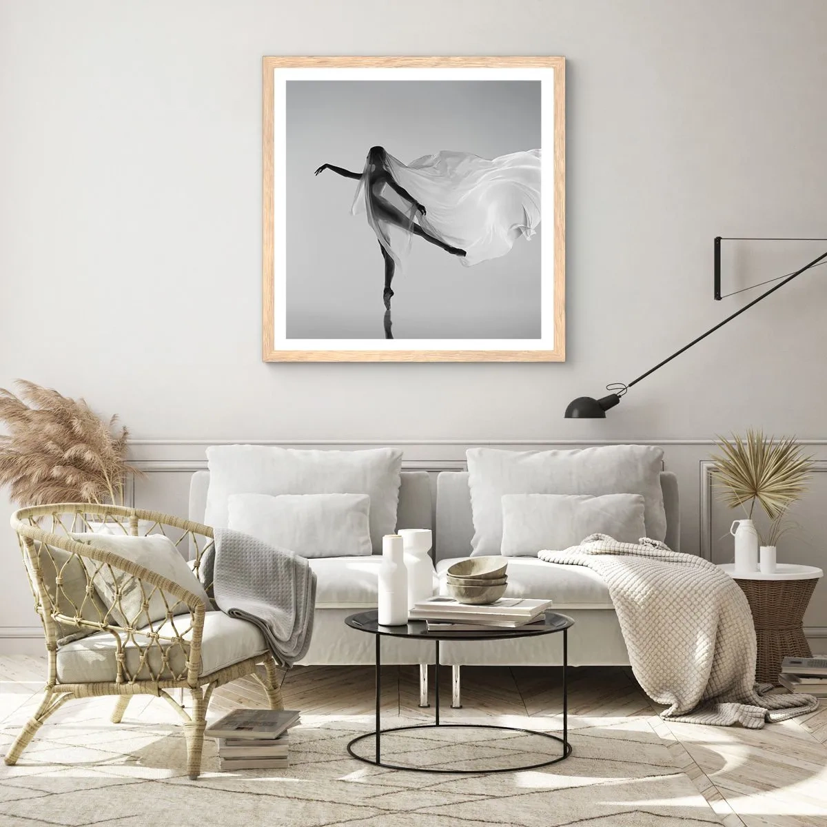 Pôster com moldura de carvalho claro - Leveza e graça - 30x30 cm