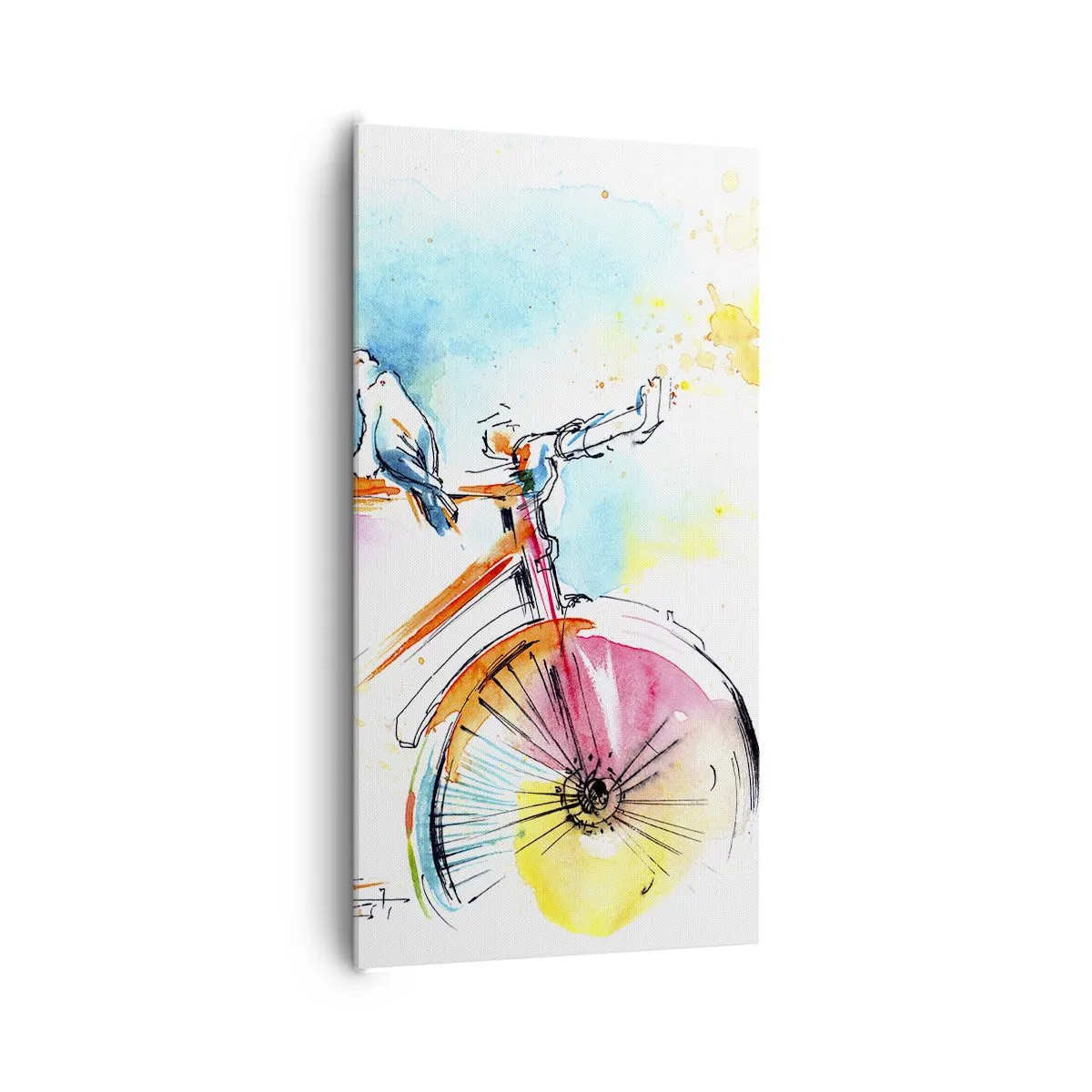 Quadro em tela - A dois na bicicleta - 65x120 cm