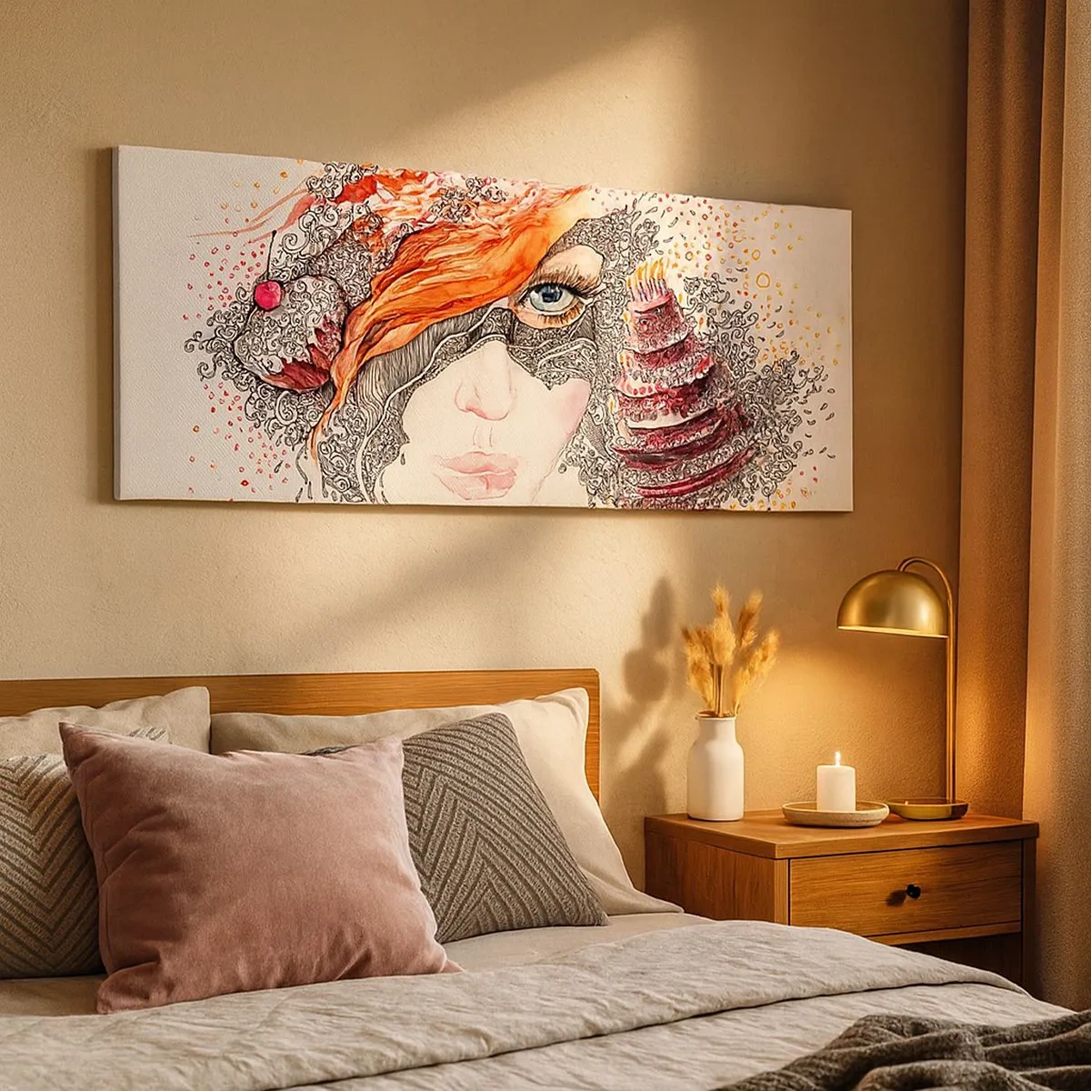 Quadro em tela - Com ela, todos os dias são dias de festa - 100x40 cm