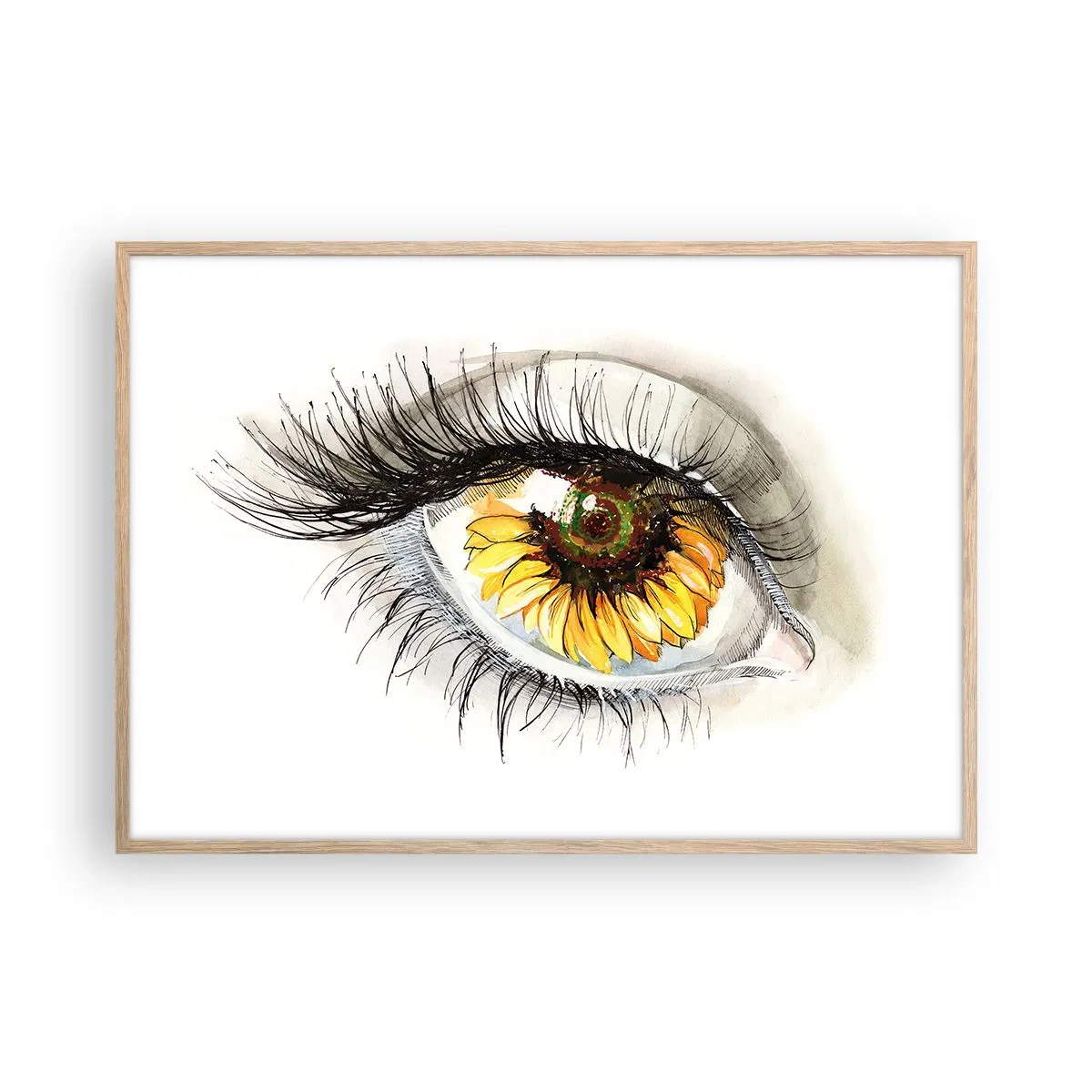 Pôster com moldura de carvalho claro - Um olhar tão quente como o verão - 100x70 cm