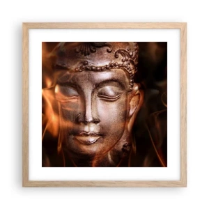 Pôster com moldura de carvalho claro - Só existe o aqui e agora - 40x40 cm