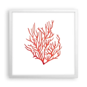 Pôster em moldura branca - Filigrana coral - 40x40 cm