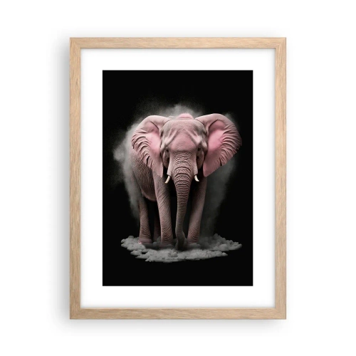 Pôster com moldura de carvalho claro - Não pense em um elefante rosa! - 30x40 cm