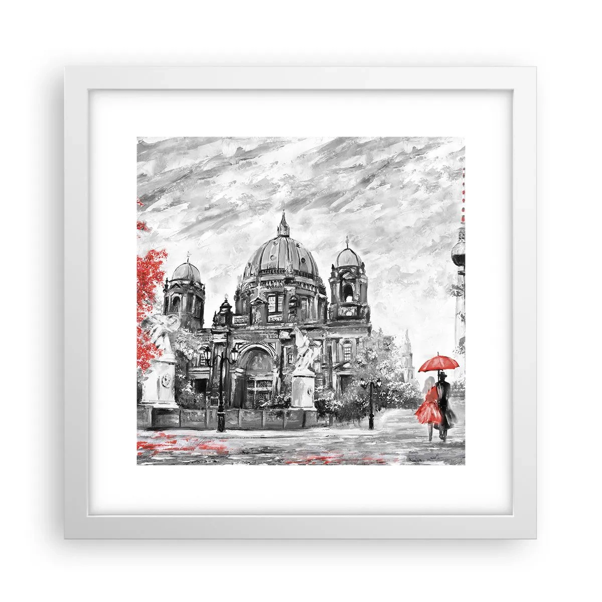 Pôster em moldura branca - Reunião em Berlim - 30x30 cm