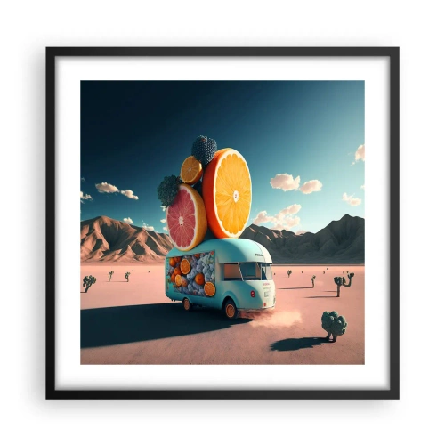 Pôster com moldura preta - O sabor das férias - 50x50 cm