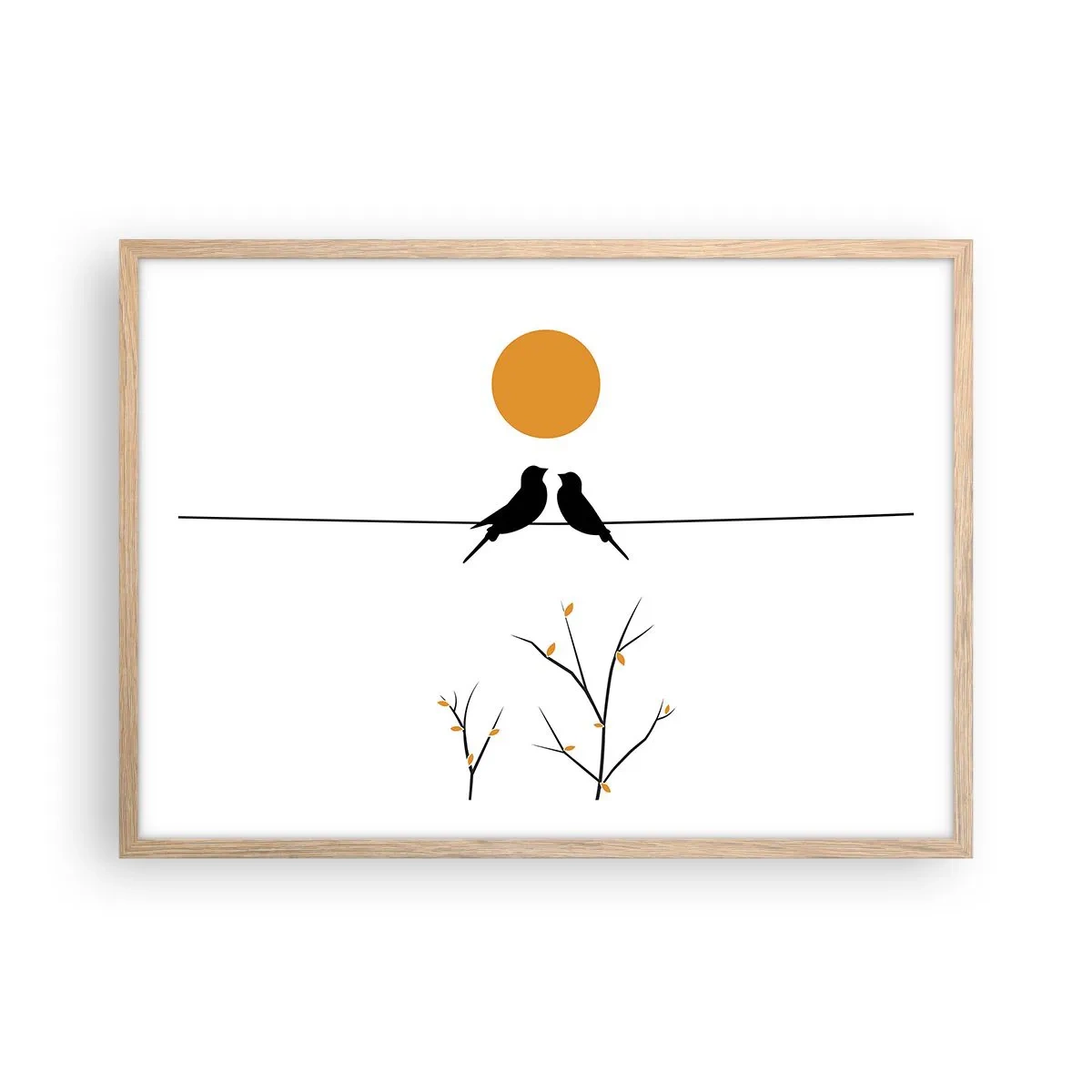 Pôster com moldura de carvalho claro - A noite dos rouxinóis - 70x50 cm
