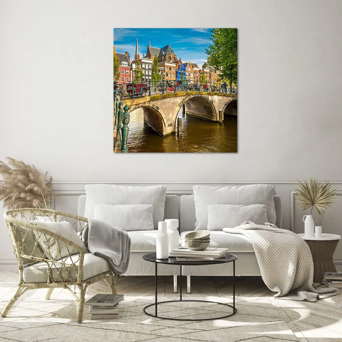 Quadro em vidro - Primavera junto ao canal - 70x70 cm