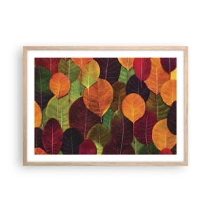 Pôster com moldura de carvalho claro - Mosaico de outono - 70x50 cm