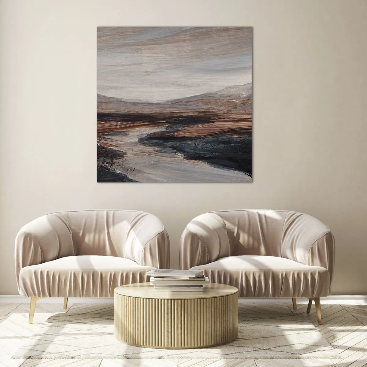 Quadro em vidro - Um vale tranquilo - 40x40 cm