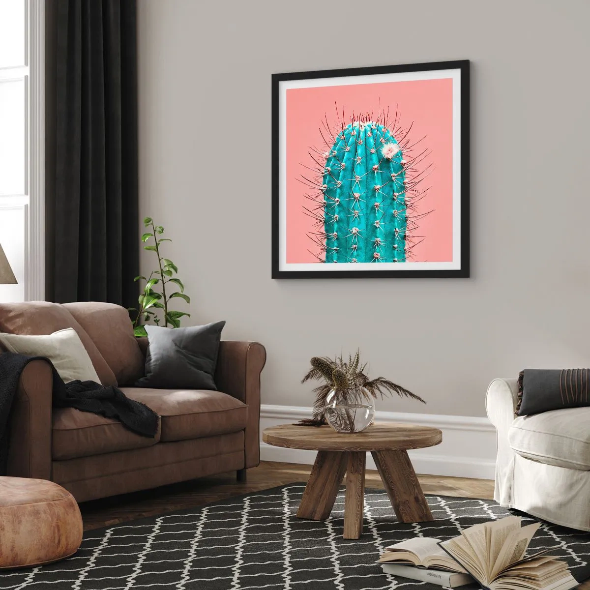 Pôster com moldura preta - Apenas olhe - 60x60 cm