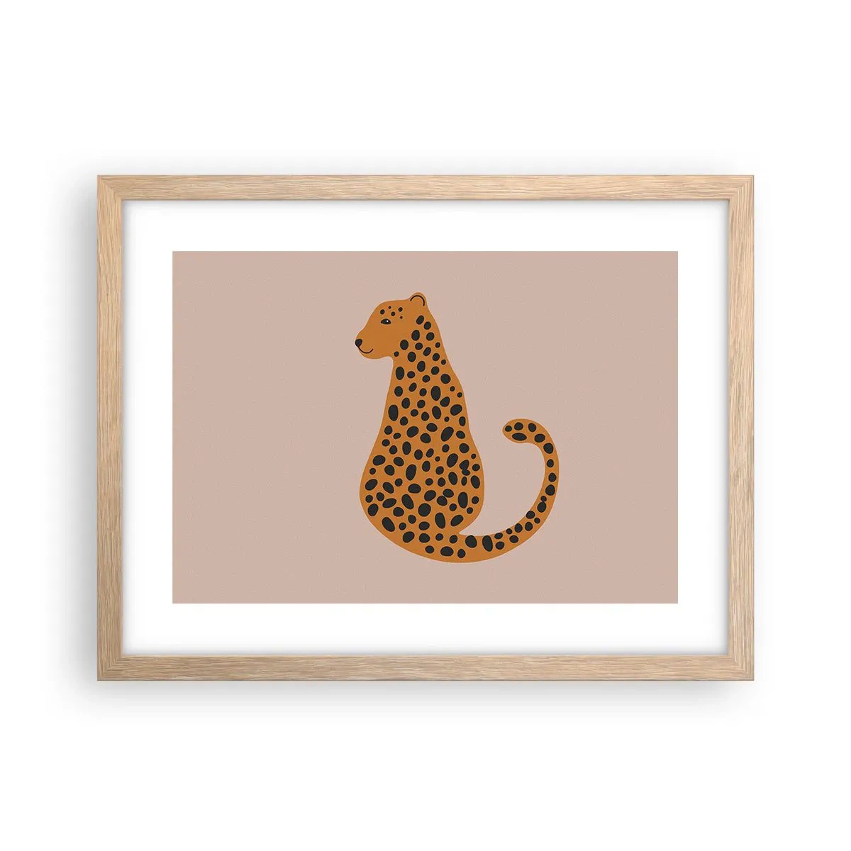 Pôster com moldura de carvalho claro - A estampa de leopardo está na moda - 40x30 cm